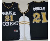 Wake Forest Demon Deacons #21 Tim Duncan Black Basketball Stitched NCAA Jersey