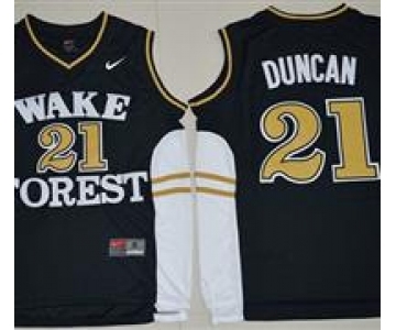 Wake Forest Demon Deacons #21 Tim Duncan Black Basketball Stitched NCAA Jersey