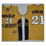 Wake Forest Demon Deacons #21 Tim Duncan Gold Basketball Stitched NCAA Jersey