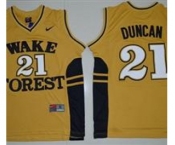 Wake Forest Demon Deacons #21 Tim Duncan Gold Basketball Stitched NCAA Jersey