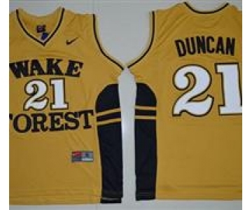 Wake Forest Demon Deacons #21 Tim Duncan Gold Basketball Stitched NCAA Jersey