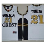 Wake Forest Demon Deacons #21 Tim Duncan White Basketball Stitched NCAA Jersey