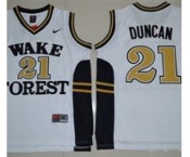 Wake Forest Demon Deacons #21 Tim Duncan White Basketball Stitched NCAA Jersey