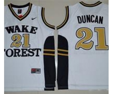 Wake Forest Demon Deacons #21 Tim Duncan White Basketball Stitched NCAA Jersey