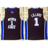 Weber State Wildcats #1 Damian Lillard Black College Basketball Jersey