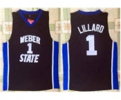 Weber State Wildcats #1 Damian Lillard Black College Basketball Jersey