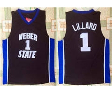 Weber State Wildcats #1 Damian Lillard Black College Basketball Jersey