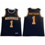 Wolverines #1 Charles Matthews Navy Blue Jordan Brand Limited Stitched College Basketball Jersey