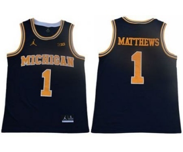 Wolverines #1 Charles Matthews Navy Blue Jordan Brand Limited Stitched College Basketball Jersey