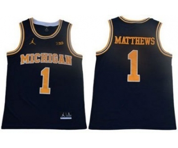 Wolverines #1 Charles Matthews Navy Blue Jordan Brand Stitched College Basketball Jersey