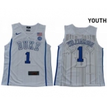 Youth Duke Blue Devils #1 Zion Williamson White Elite Stitched College Basketball Jersey