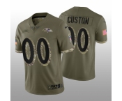 Men Baltimore Ravens ACTIVE PLAYER Custom Olive 2022 Salute To Service Limited Stitched Jersey