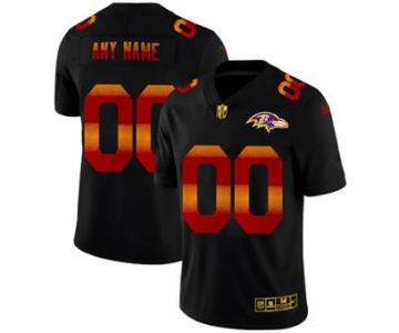 Men's Baltimore Ravens Custom Black Red Orange Stripe Vapor Limited Football Jersey