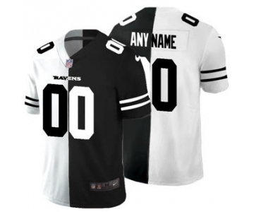 Men's Baltimore Ravens Custom Black V White Peace Split Vapor Untouchable Limited Football Jersey