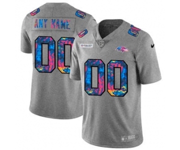 Men's Baltimore Ravens Custom Multi-Color Greyheather 2020 Crucial Catch Vapor Untouchable Limited Football Jersey