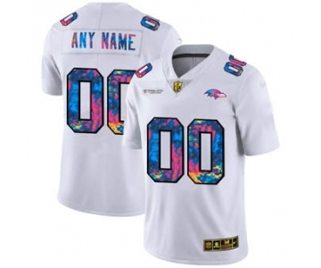 Men's Baltimore Ravens Custom White Multi-Color 2020 Football Crucial Catch Limited Football Jersey