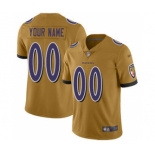 Men's Baltimore Ravens Customized Gold Stitched Football Limited Inverted Legend Jersey