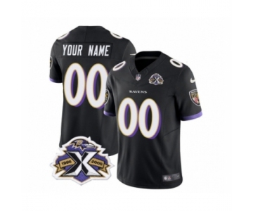 Men's Nike Baltimore Ravens Active Player Custom Black 2023 F.U.S.E Throwback Vapor Limited Stitched Jersey