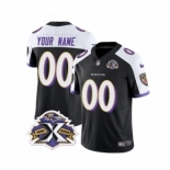 Men's Nike Baltimore Ravens Active Player Custom Black White 2023 F.U.S.E Throwback Vapor Limited Stitched Jersey