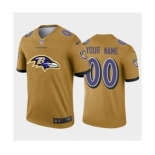 Men's Ravens Custom Gold Football Team Big Logo Fashion Vapor Limited Jersey