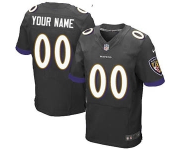 Men's Baltimore Ravens Customized Black Alternate Custom Elite Football Jersey