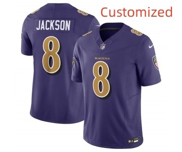 Women Baltimore Ravens Active Player Custom Purple 2023 F.U.S.E. Vapor Limited Football Stitched Jersey -