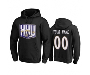 Men's Baltimore Ravens Custom Black Team 25th Season Pullover Hoodie