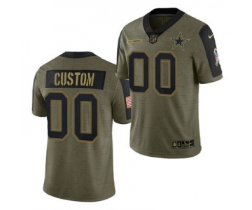 Men's Dallas Cowboys ACTIVE PLAYER Custom 2021 Olive Salute To Service Limited Stitched Football Jersey