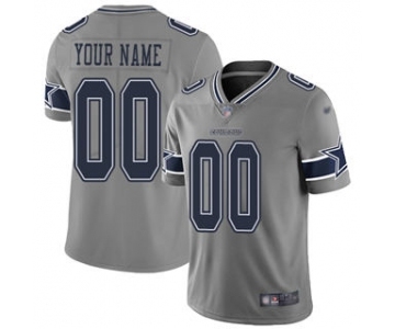 Men's Dallas Cowboys Customized Gray Stitched Football Limited Inverted Legend Jersey