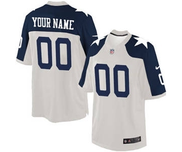 Youth Dallas Cowboys Customized White Throwback Alternate Football Jersey