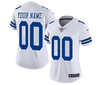 Women's Dallas Cowboys White Road Customized Jersey