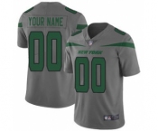 Men's New York Jets Customized Gray Stitched Football Limited Inverted Legend Jersey