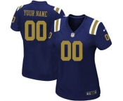 Women's New York Jets Customized Navy Blue Alternate Jersey