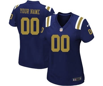 Women's New York Jets Customized Navy Blue Alternate Jersey