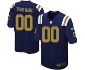 Youth New York Jets Customized Navy Blue Alternate Football Jersey