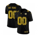 Men's Los Angeles Rams Custom Black Leopard Print Fashion Vapor Limited Football Jersey