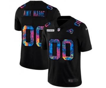 Men's Los Angeles Rams Custom Multi-Color Black 2020 Crucial Catch Vapor Untouchable Limited Football Jersey