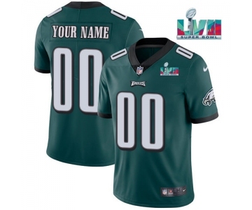 Men's Philadelphia Eagles ACTIVE PLAYER Custom Green Super Bowl LVII Patch Vapor Untouchable Limited Stitched Jersey