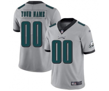 Men's Philadelphia Eagles Customized Silver Stitched Football Limited Inverted Legend Jersey