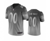 Men's Steelers Customized Vapor Limited City Edition Silver Gray Jersey