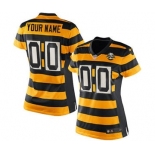 Women's Pittsburgh Steelers Throwback Customized 80th Gold Black Alternate Jersey