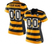 Women's Pittsburgh Steelers Throwback Customized 80th Gold Black Alternate Jersey