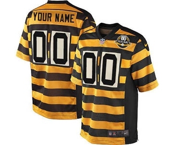 Youth Pittsburgh Steelers Customized Yellow Black Alternate 80TH Anniversary Throwback Elite Football Jersey