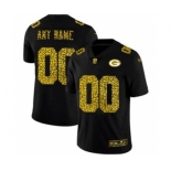 Men's Green Bay Packers Custom Black Leopard Print Fashion Vapor Limited Football Jersey