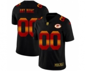 Men's Green Bay Packers Custom Black Red Orange Stripe Vapor Limited Football Jersey