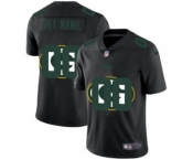 Men's Green Bay Packers Custom Team Logo Dual Overlap Limited Football Jersey Black