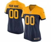 Women's Green Bay Packers Navy Blue Alternate Customized Jersey