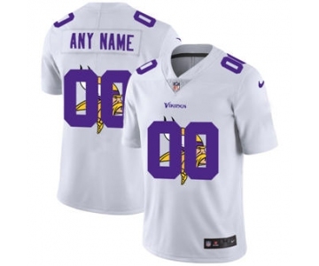 Men's Minnesota Vikings Custom White Team Logo Dual Overlap Limited Football Jersey