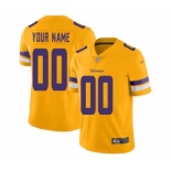 Men's Minnesota Vikings Customized Gold Stitched Football Limited Inverted Legend Jersey