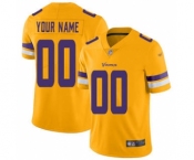 Men's Minnesota Vikings Customized Gold Stitched Football Limited Inverted Legend Jersey